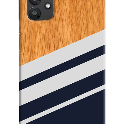 Blue and white wooden Samsung M32 5G Hard Case Back Cover by Casekaro