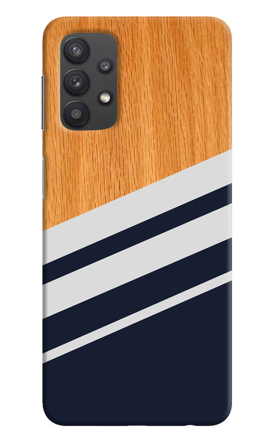 Blue and white wooden Samsung M32 5G Hard Case Back Cover by Casekaro
