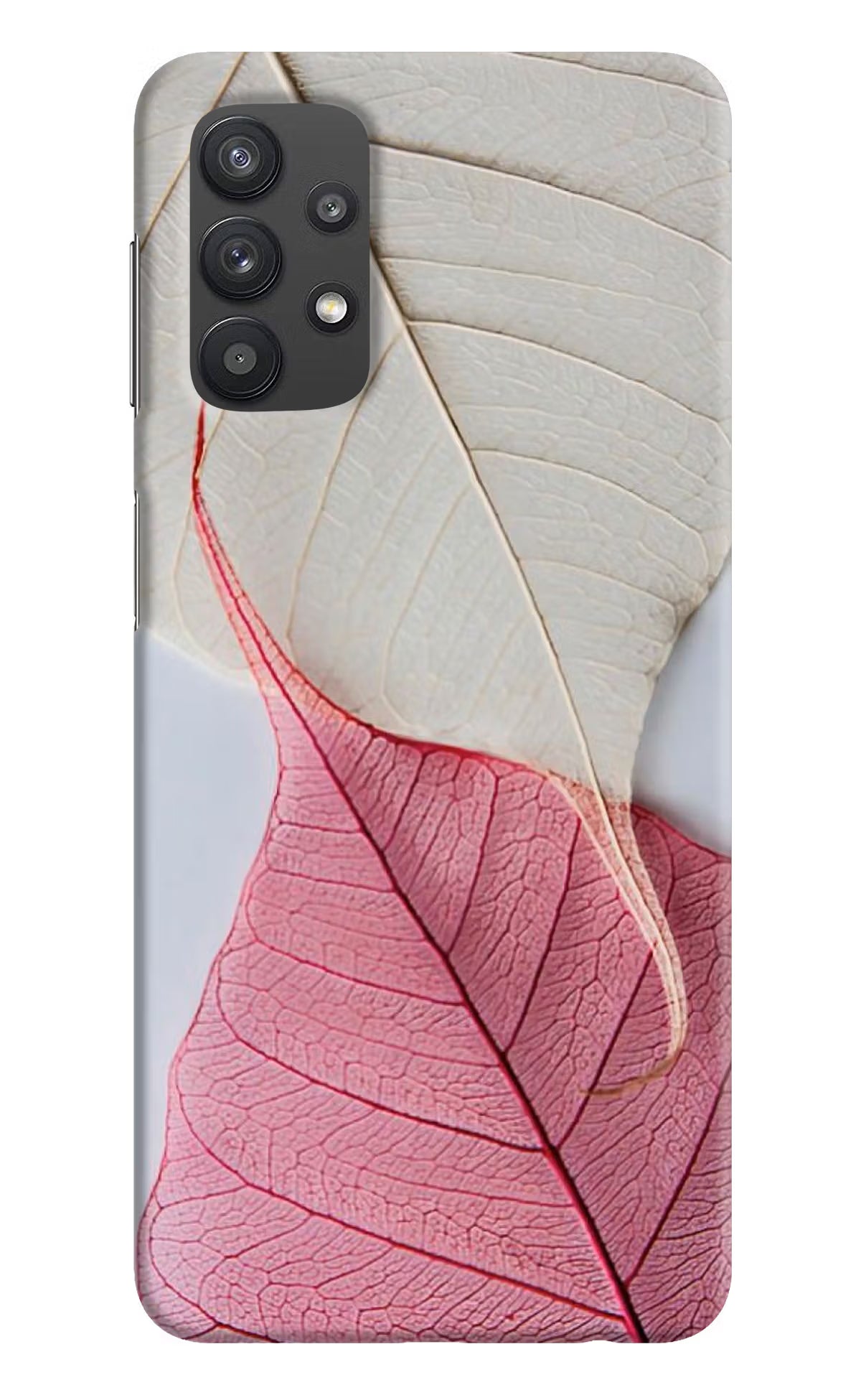 White Pink Leaf Samsung M32 5G Hard Case Back Cover by Casekaro