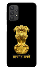 Satyamev Jayate Golden Samsung M32 5G Hard Case Back Cover by Casekaro