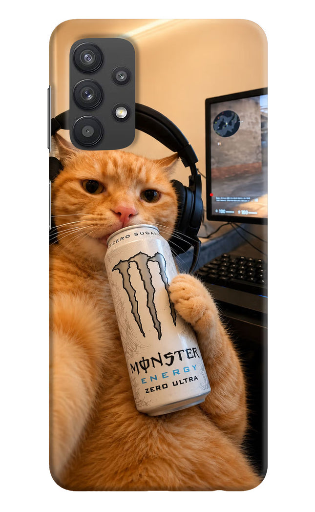 Gamer Cat Energy Samsung M32 5G Hard Case Back Cover by Casekaro
