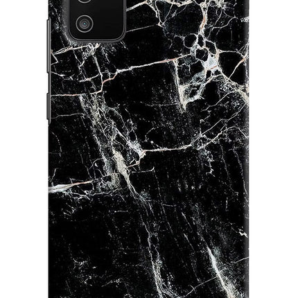Black Marble Texture Samsung M02s Hard Case Back Cover by Casekaro