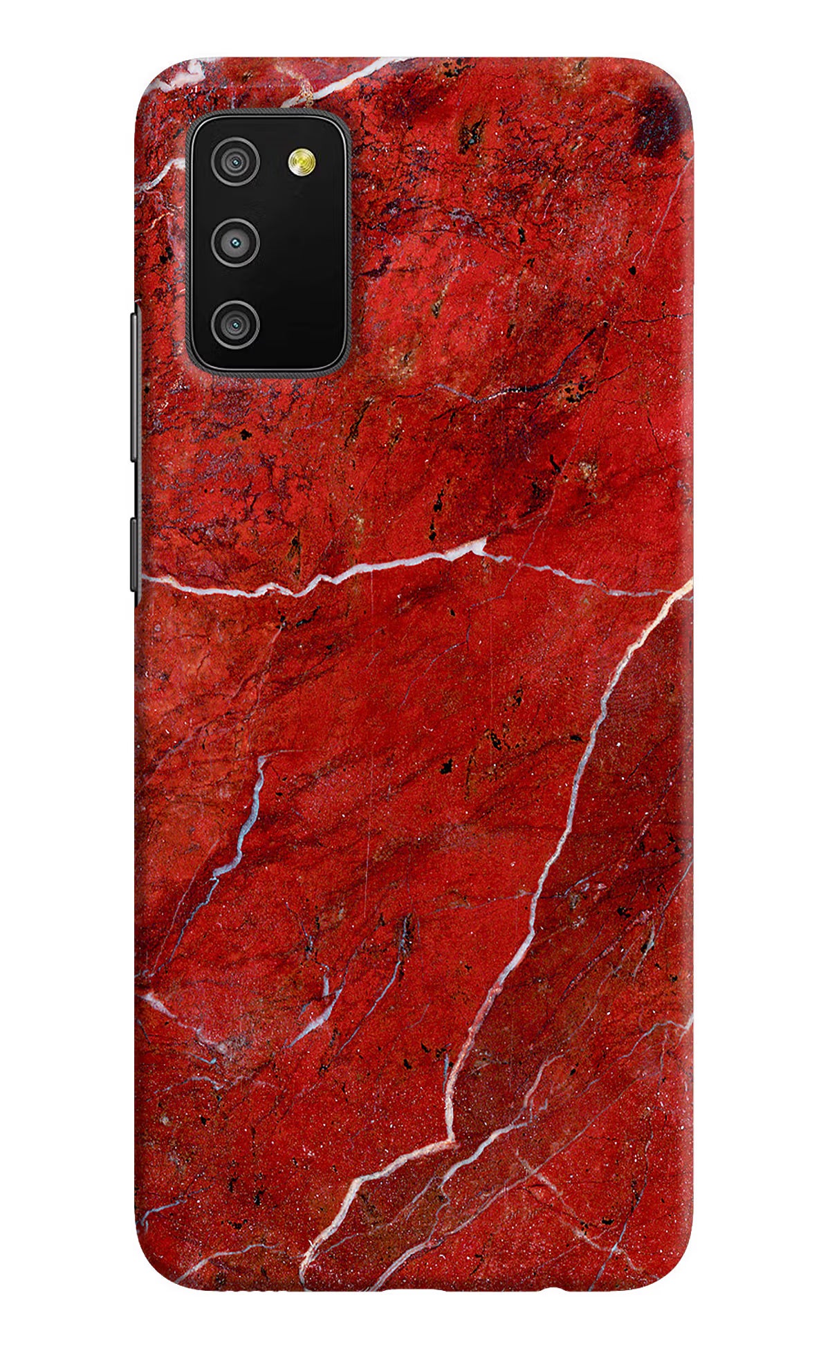 Red Marble Design Samsung M02s Hard Case Back Cover by Casekaro