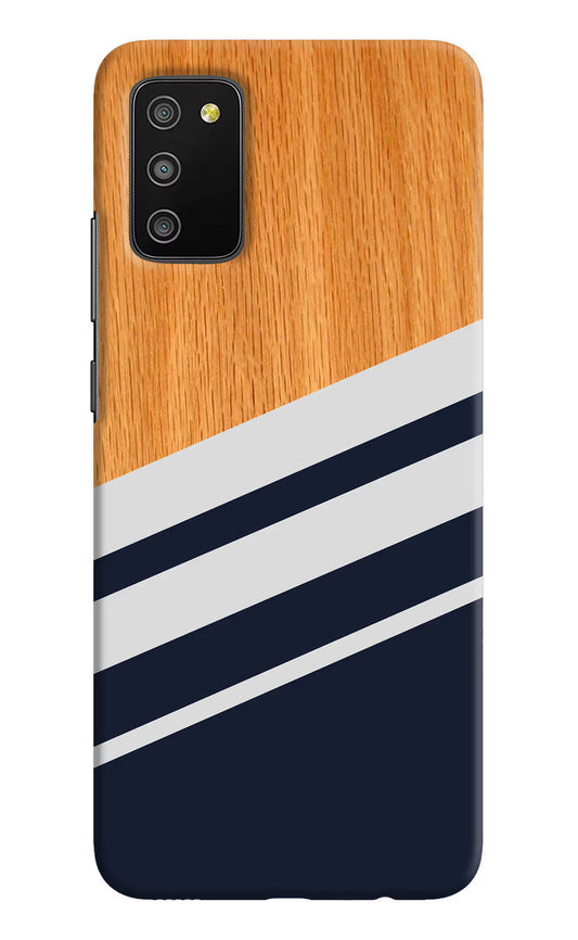 Blue and white wooden Samsung M02s Hard Case Back Cover by Casekaro