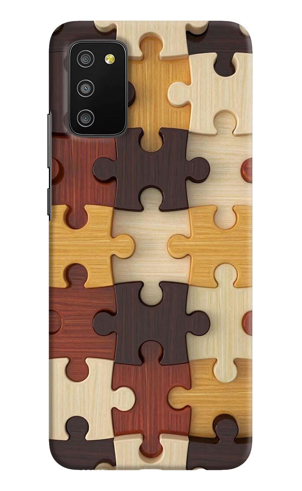 Wooden Puzzle Samsung M02s Hard Case Back Cover by Casekaro