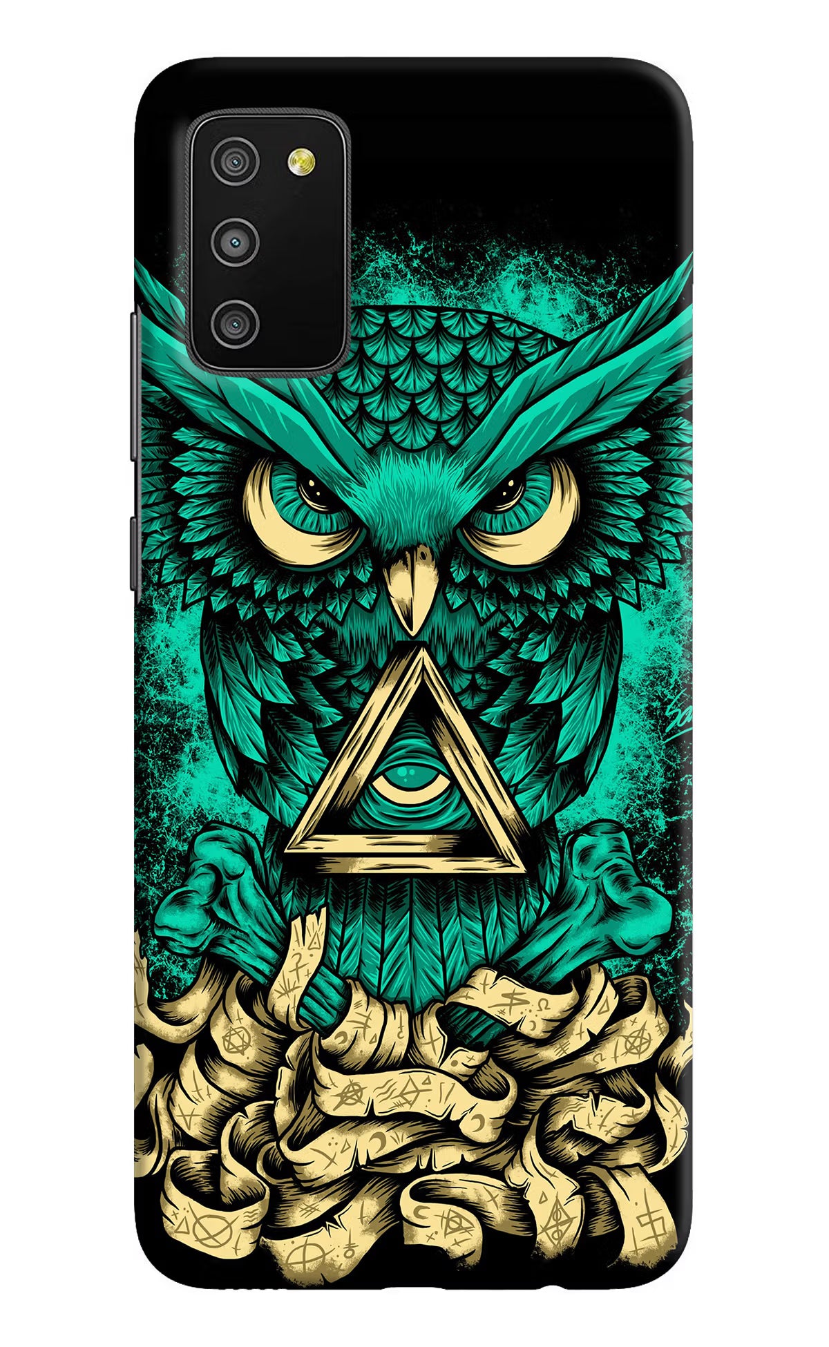 Green Owl Samsung M02s Hard Case Back Cover by Casekaro