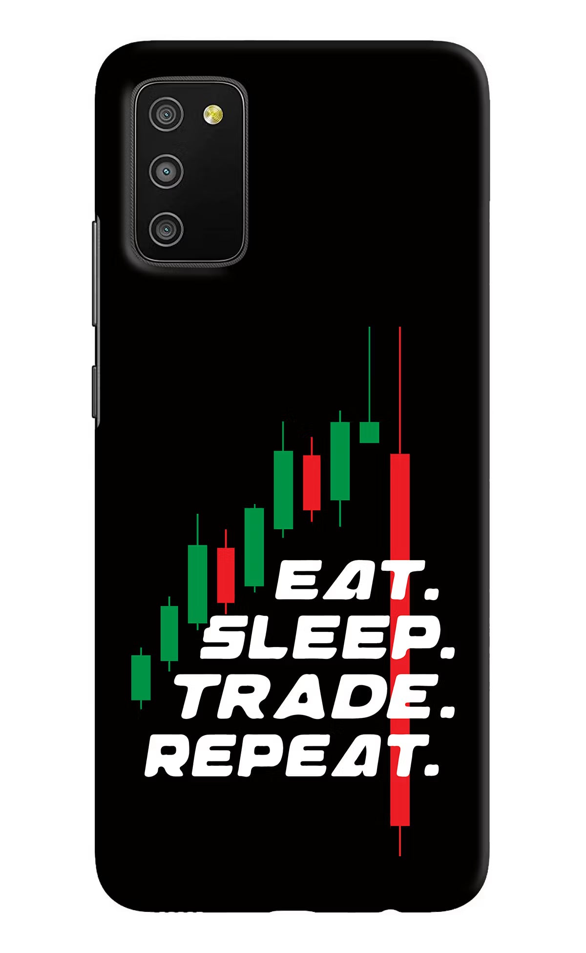 Eat Sleep Trade Repeat Samsung M02s Hard Case Back Cover by Casekaro