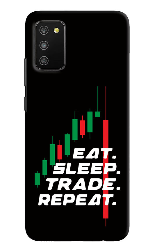 Eat Sleep Trade Repeat Samsung M02s Hard Case Back Cover by Casekaro
