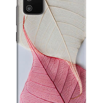 White Pink Leaf Samsung M02s Hard Case Back Cover by Casekaro
