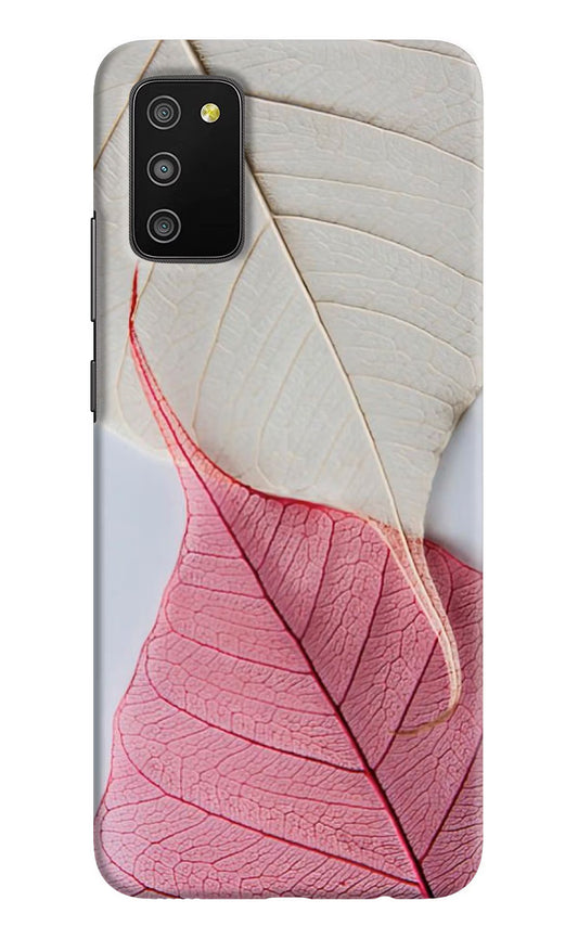 White Pink Leaf Samsung M02s Hard Case Back Cover by Casekaro