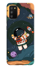 Cartoon Astronaut Samsung M02s Hard Case Back Cover by Casekaro
