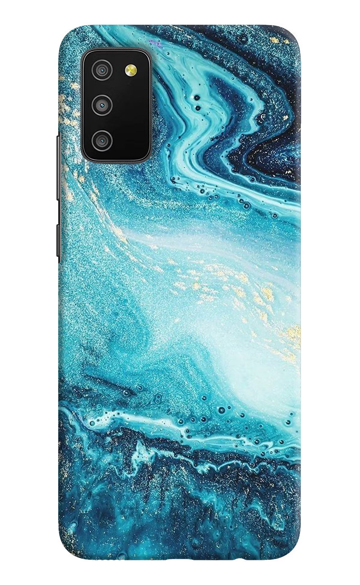 Blue Glitter Marble Samsung M02s Hard Case Back Cover by Casekaro