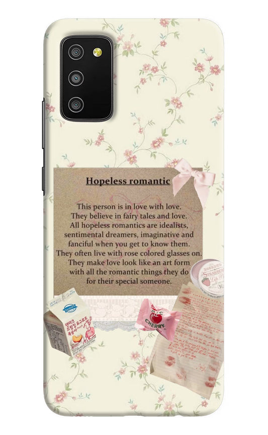 Hopeless Romantic Samsung M02s Hard Case Back Cover by Casekaro
