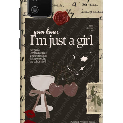 I am just a girl Samsung M02s Hard Case Back Cover by Casekaro