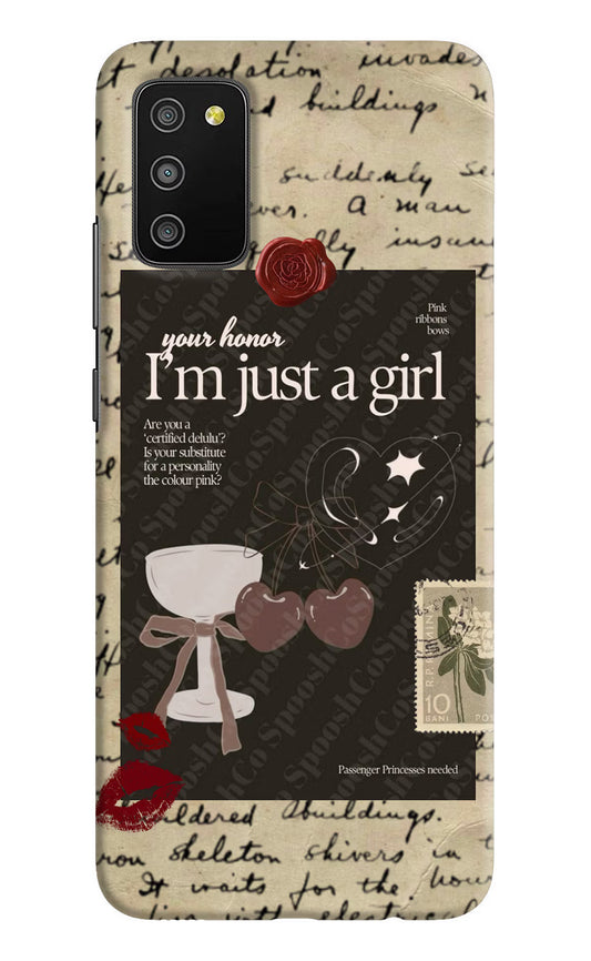 I am just a girl Samsung M02s Hard Case Back Cover by Casekaro