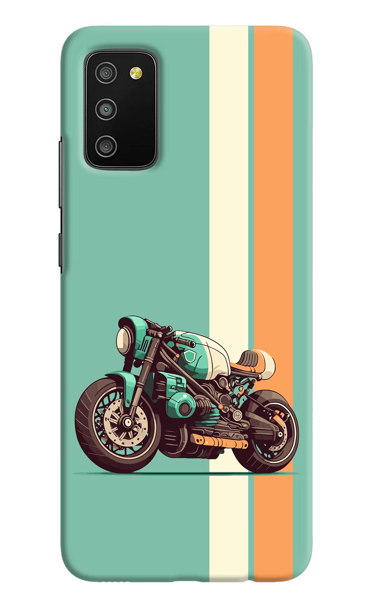 Striped Moto Drift Samsung M02s Hard Case Back Cover by Casekaro