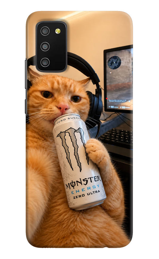 Gamer Cat Energy Samsung M02s Hard Case Back Cover by Casekaro