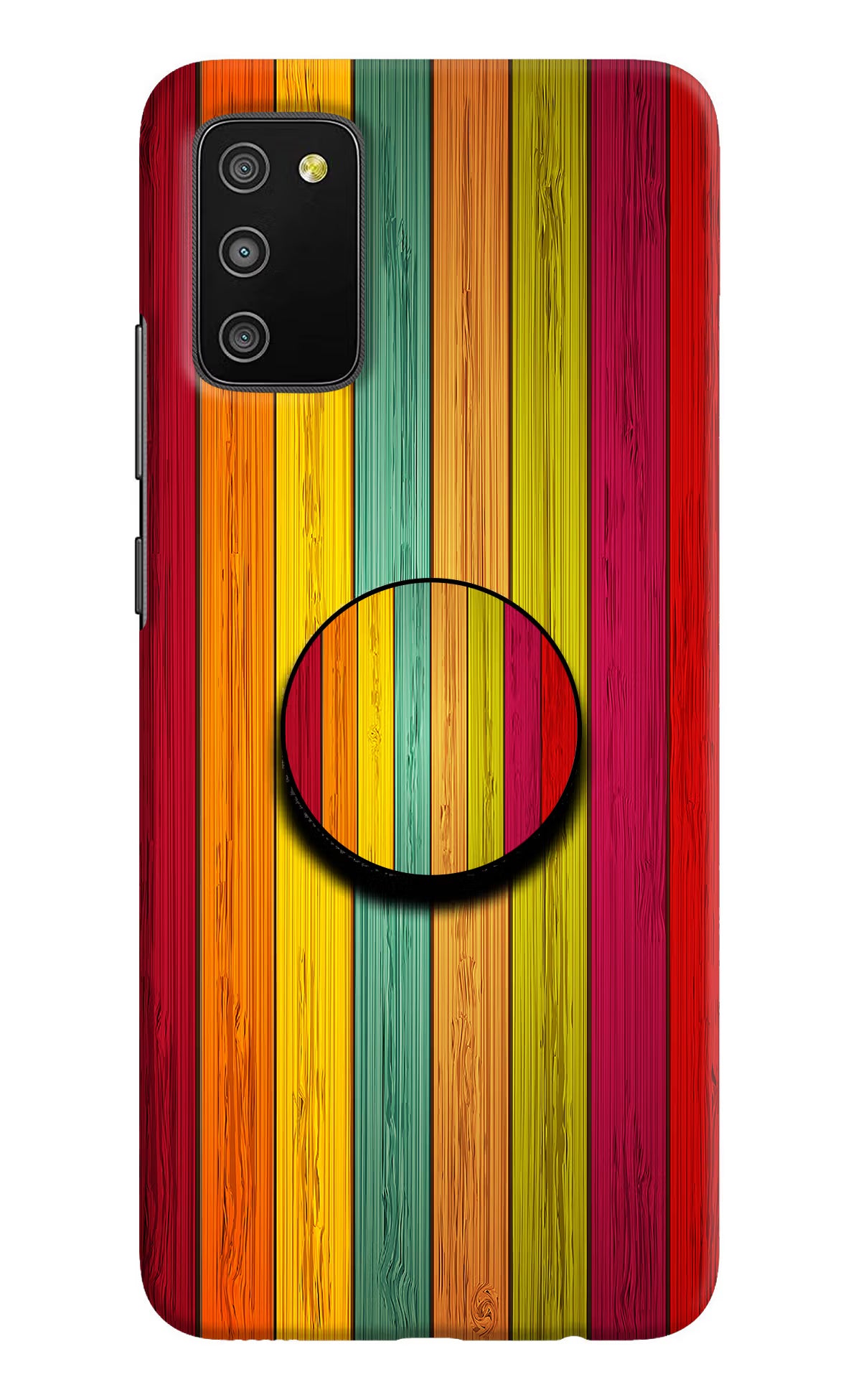 Multicolor Wooden Samsung M02s Pop Case by Casekaro