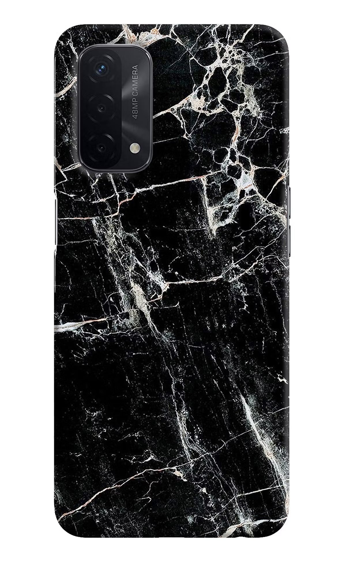 Black Marble Texture Oppo A74 5G Hard Case Back Cover by Casekaro