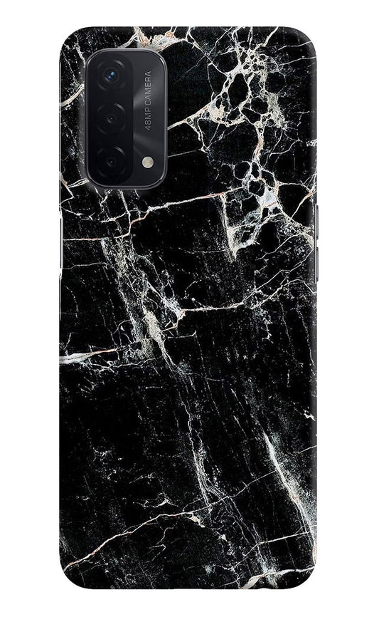 Black Marble Texture Oppo A74 5G Hard Case Back Cover by Casekaro