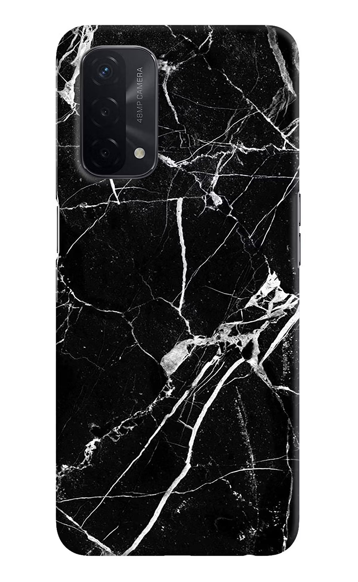 Black Marble Pattern Oppo A74 5G Hard Case Back Cover by Casekaro