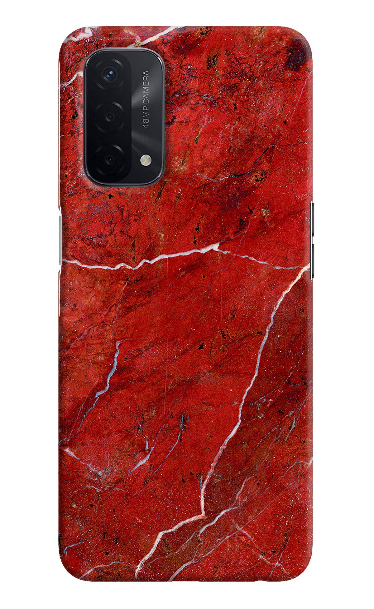 Red Marble Design Oppo A74 5G Hard Case Back Cover by Casekaro