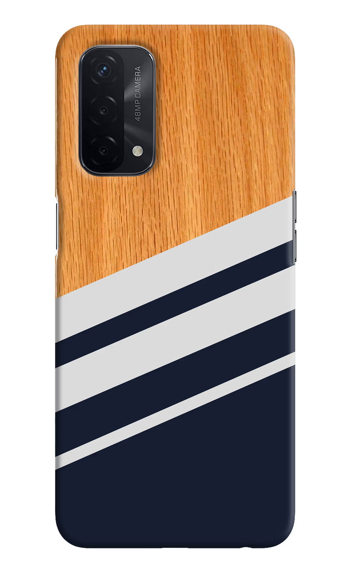 Blue and white wooden Oppo A74 5G Hard Case Back Cover by Casekaro