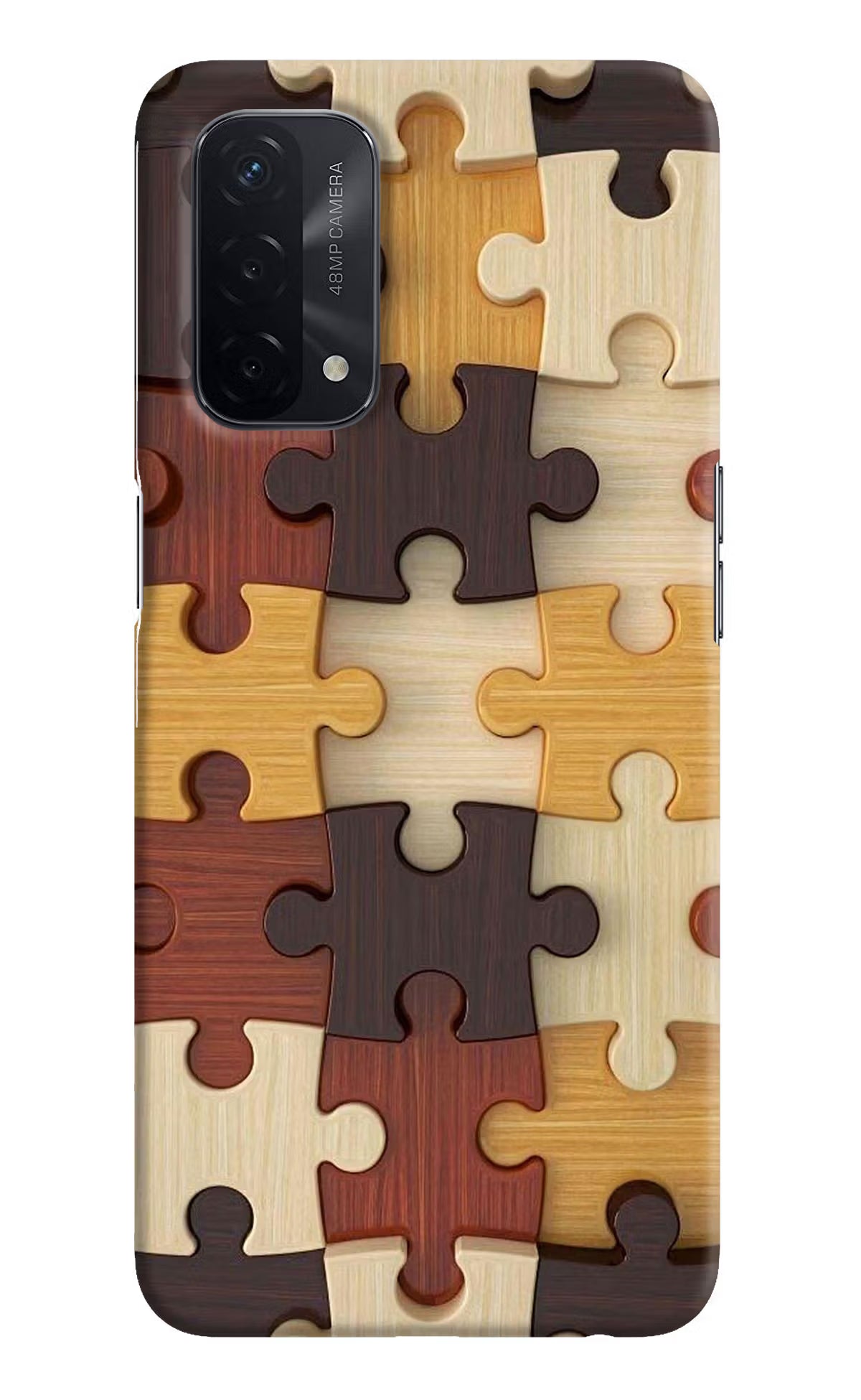 Wooden Puzzle Oppo A74 5G Hard Case Back Cover by Casekaro