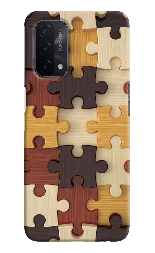 Wooden Puzzle Oppo A74 5G Hard Case Back Cover by Casekaro