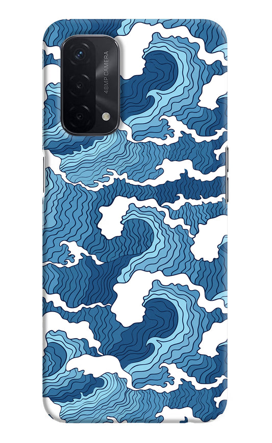 Blue Waves Oppo A74 5G Hard Case Back Cover by Casekaro