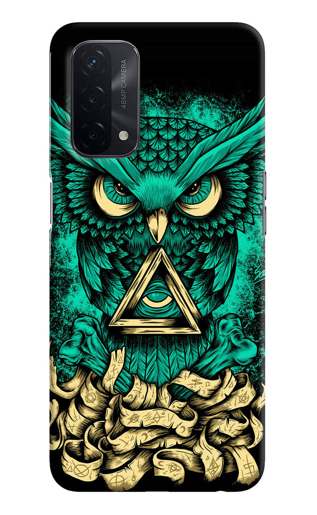 Green Owl Oppo A74 5G Hard Case Back Cover by Casekaro