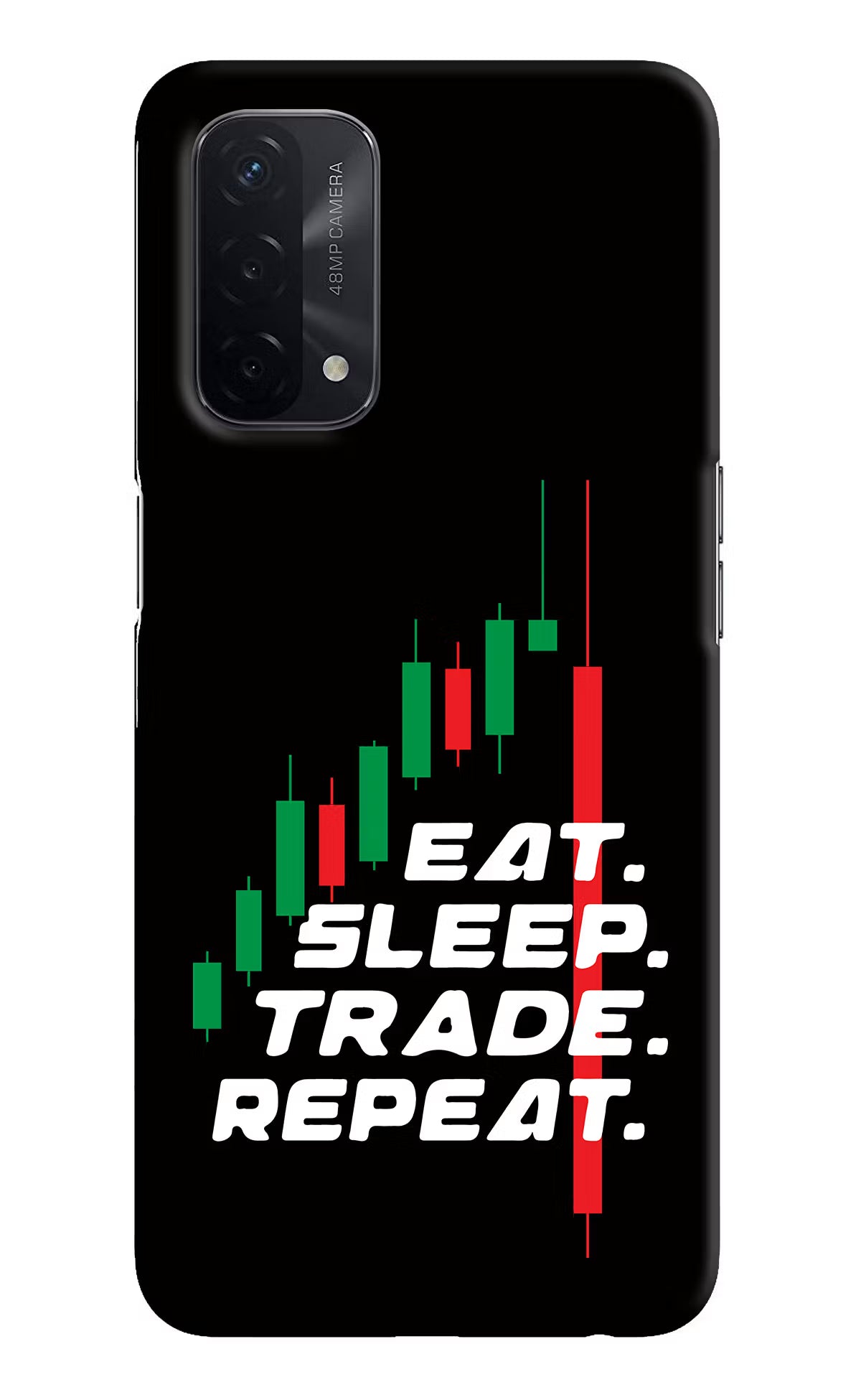 Eat Sleep Trade Repeat Oppo A74 5G Hard Case Back Cover by Casekaro