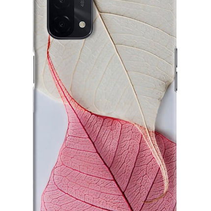 White Pink Leaf Oppo A74 5G Hard Case Back Cover by Casekaro