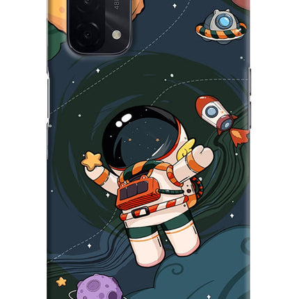 Cartoon Astronaut Oppo A74 5G Hard Case Back Cover by Casekaro
