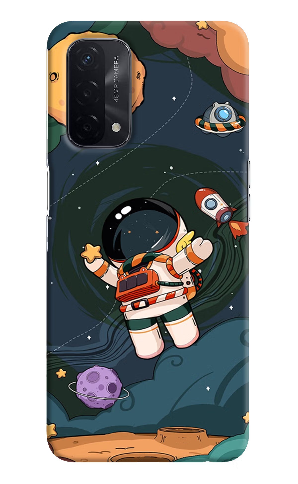 Cartoon Astronaut Oppo A74 5G Hard Case Back Cover by Casekaro