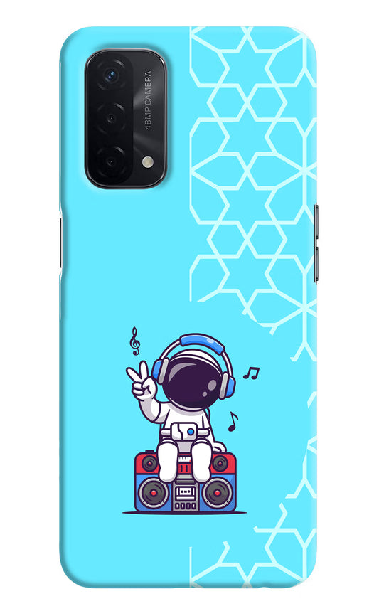 Cute Astronaut Chilling Oppo A74 5G Hard Case Back Cover by Casekaro