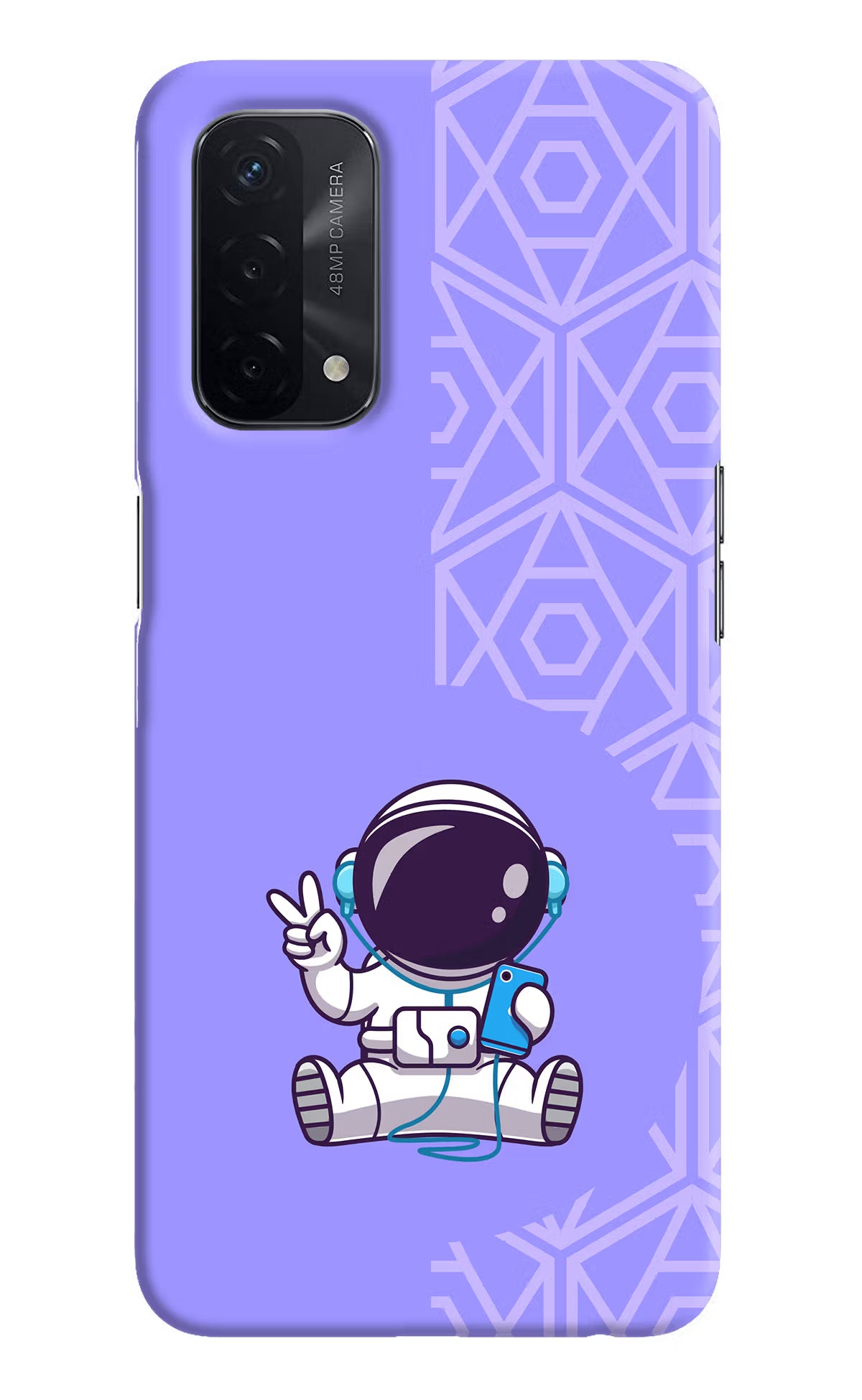 Cute Astronaut Chilling Oppo A74 5G Hard Case Back Cover by Casekaro