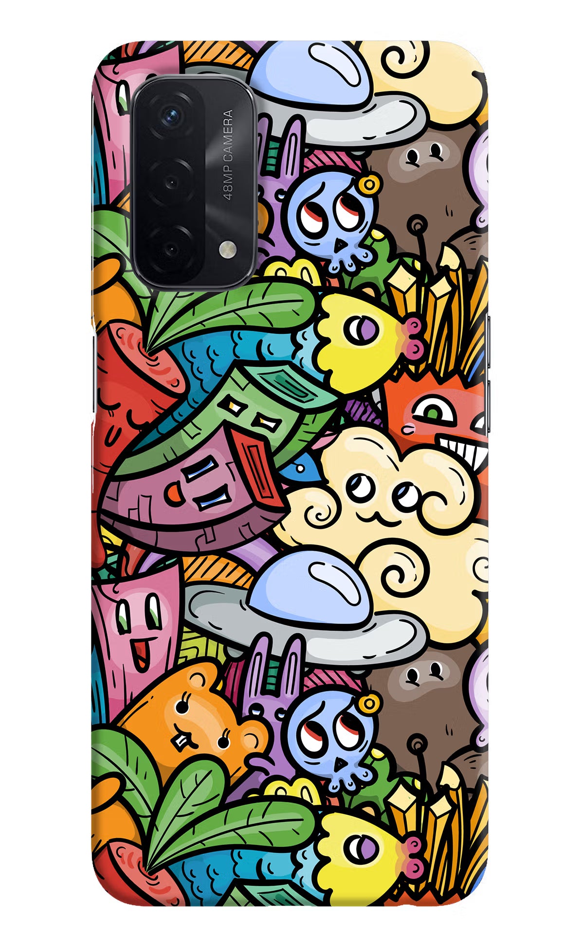 Veggie Doodle Oppo A74 5G Hard Case Back Cover by Casekaro