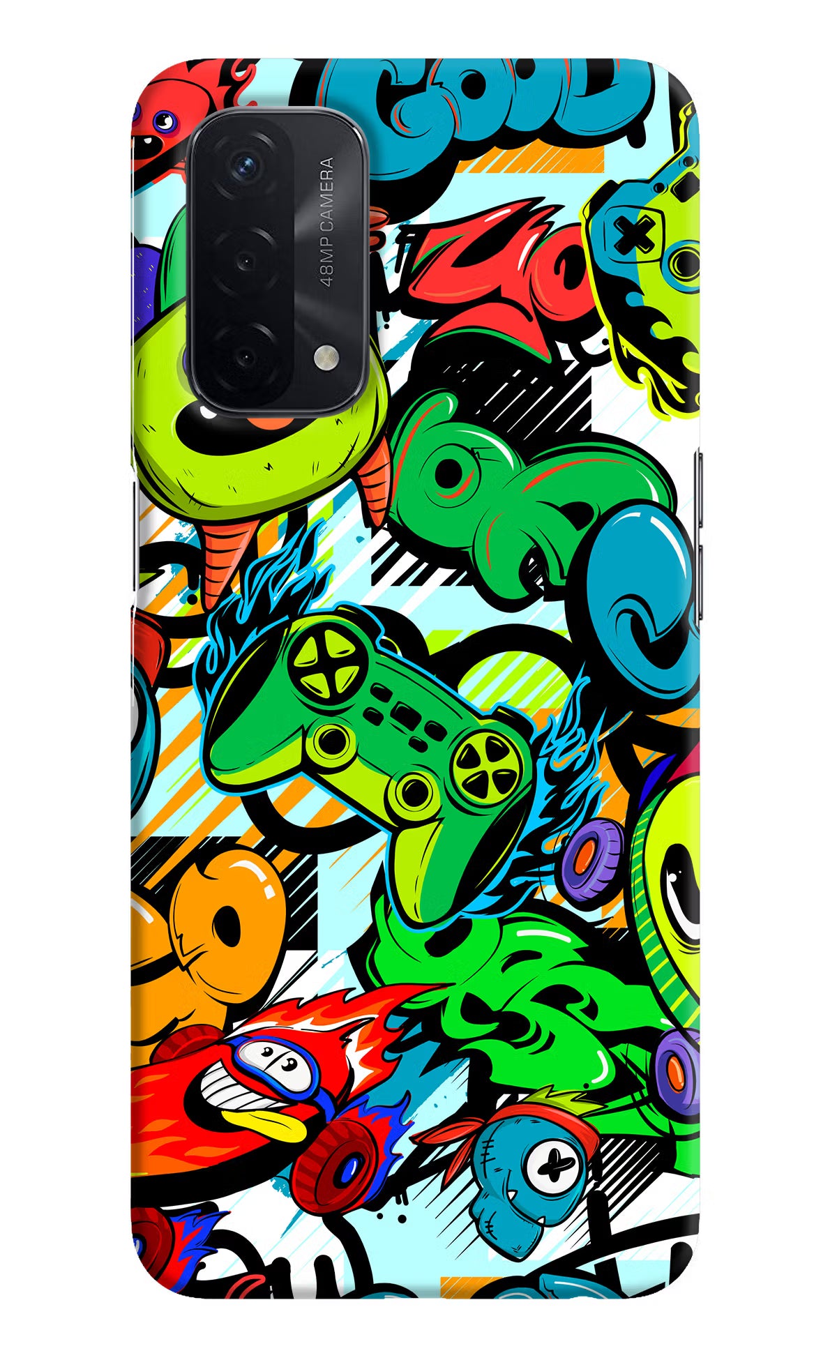 Game Doodle Oppo A74 5G Hard Case Back Cover by Casekaro