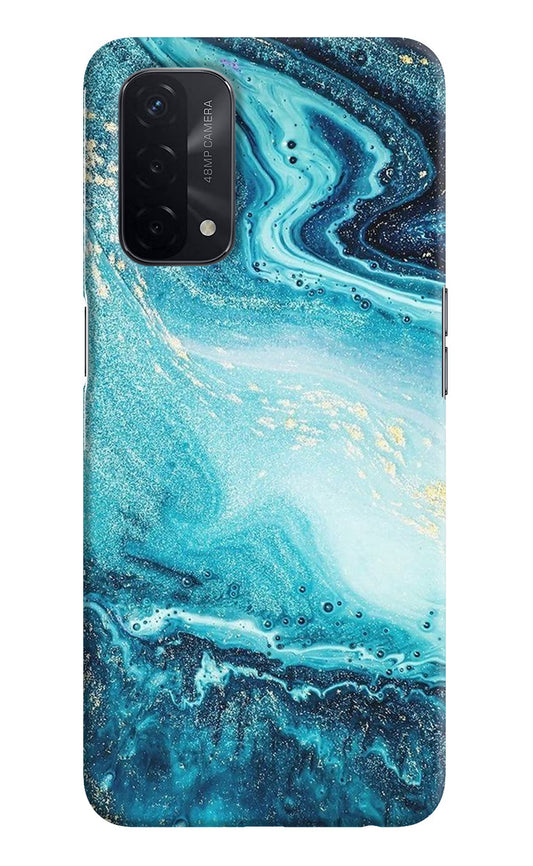 Blue Glitter Marble Oppo A74 5G Hard Case Back Cover by Casekaro