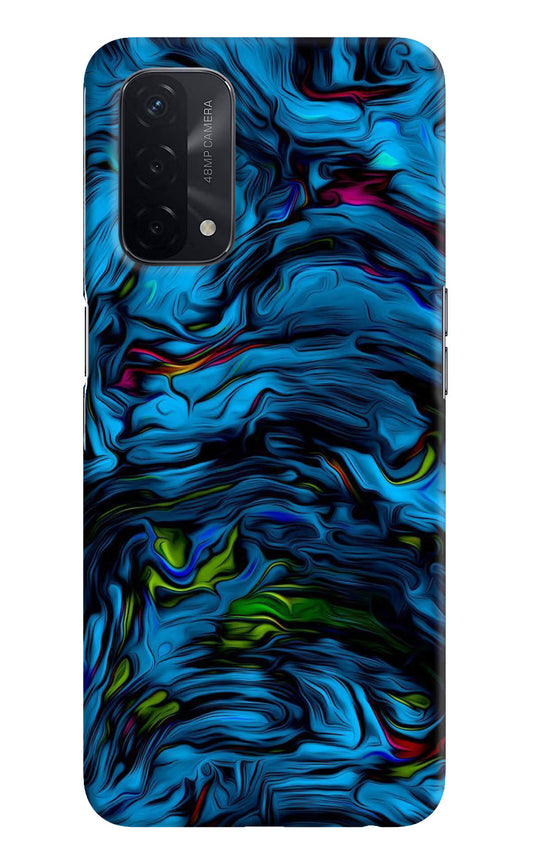 Dark Blue Abstract Oppo A74 5G Hard Case Back Cover by Casekaro