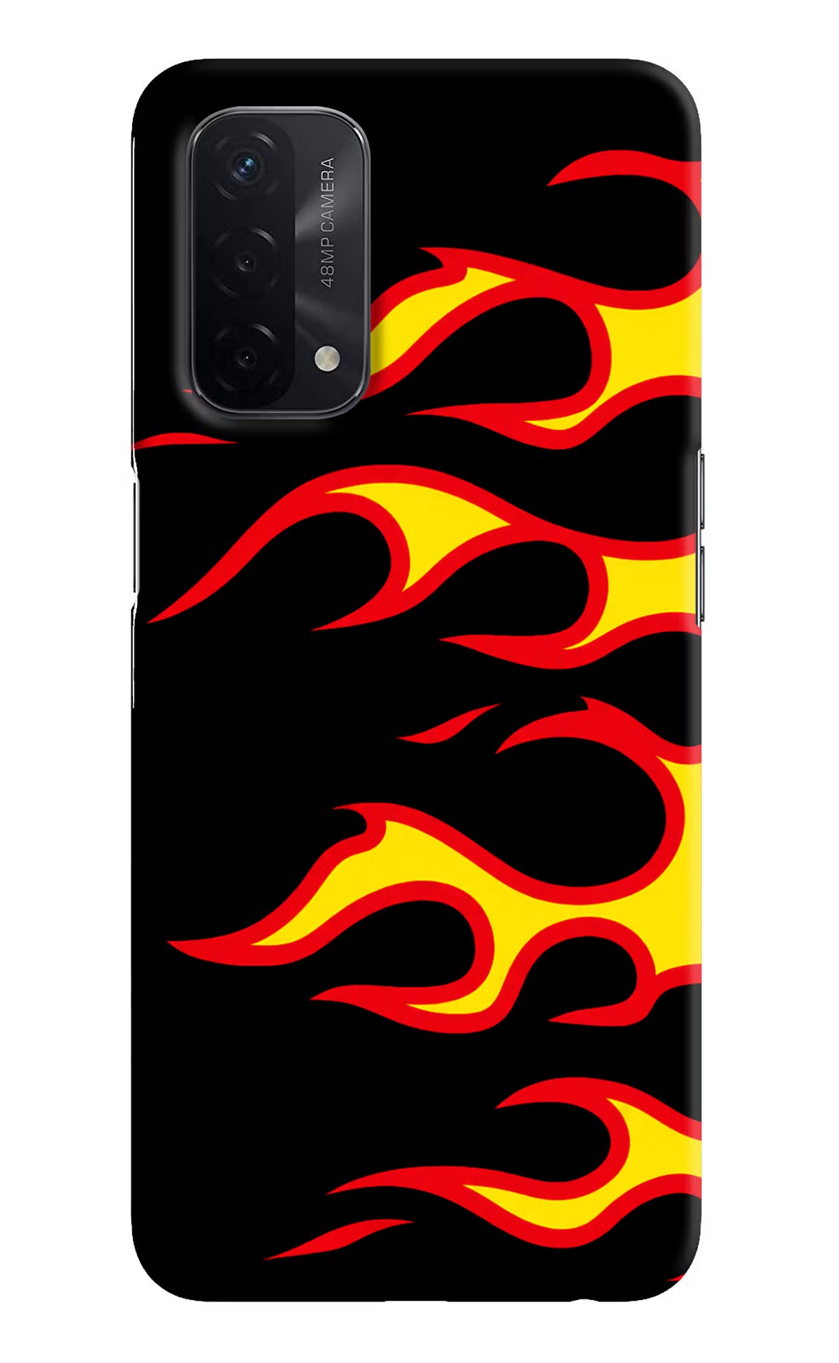 Side Sweep Flames Oppo A74 5G Hard Case Back Cover by Casekaro