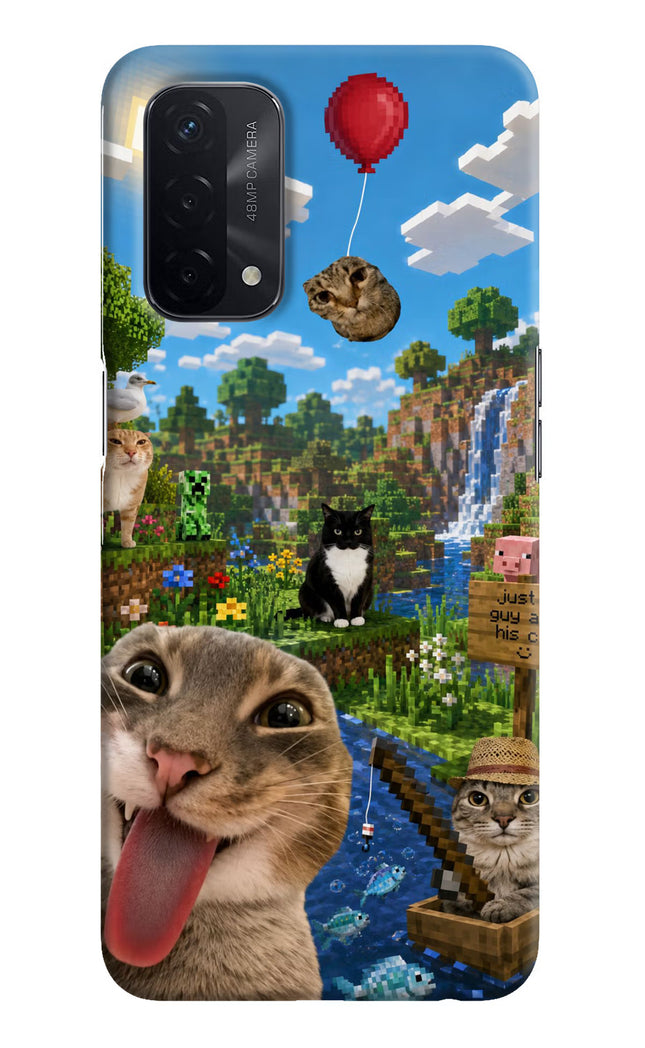 Minecraft Cat Chaos Oppo A74 5G Hard Case Back Cover by Casekaro