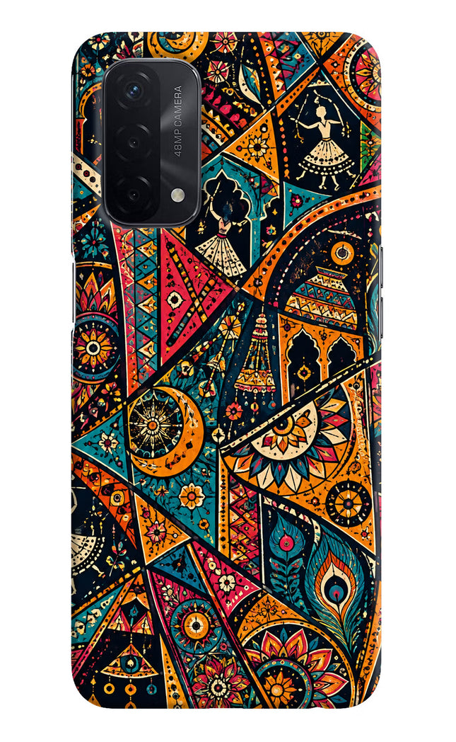 Folk Print Oppo A74 5G Hard Case Back Cover by Casekaro