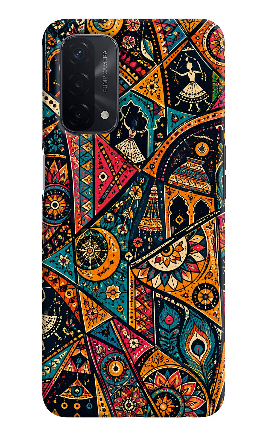Folk Print Oppo A74 5G Back Cover, Hard case