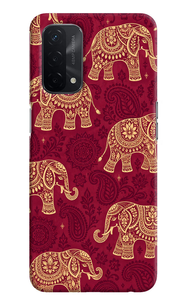 Maroon Elephant Oppo A74 5G Hard Case Back Cover by Casekaro