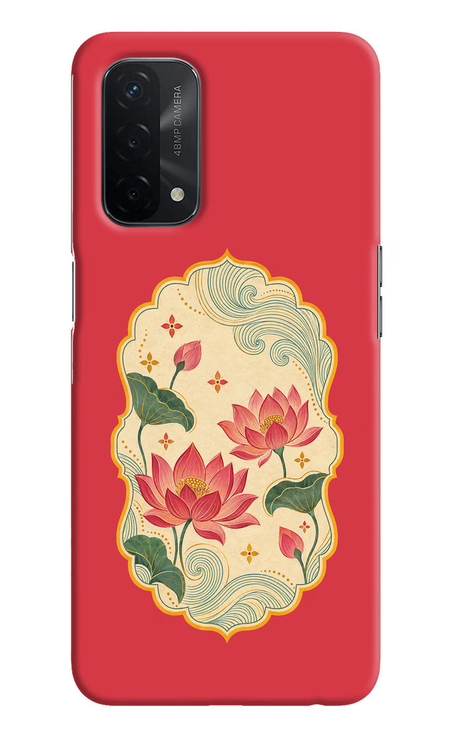Pink Lotus Oppo A74 5G Hard Case Back Cover by Casekaro