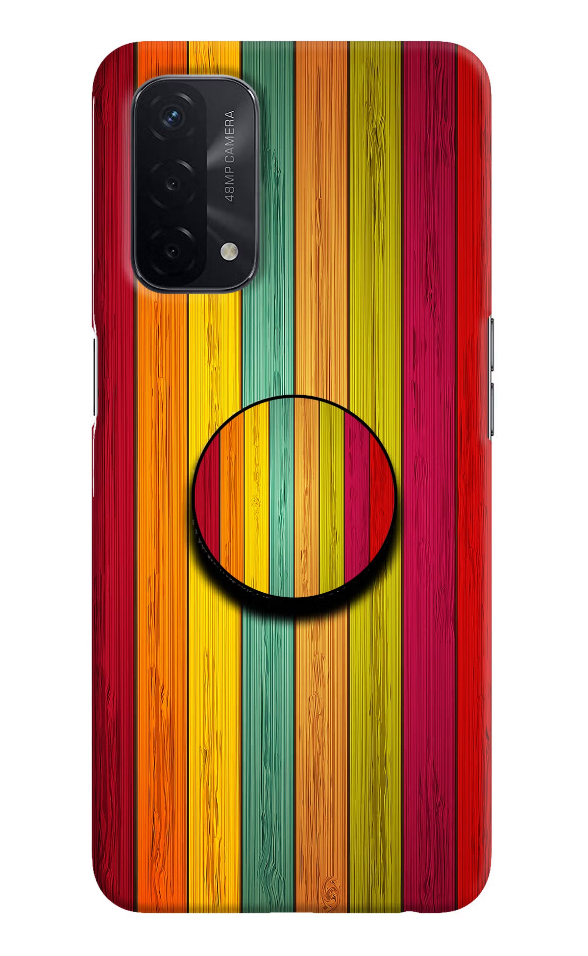 Multicolor Wooden Oppo A74 5G Pop Case by Casekaro