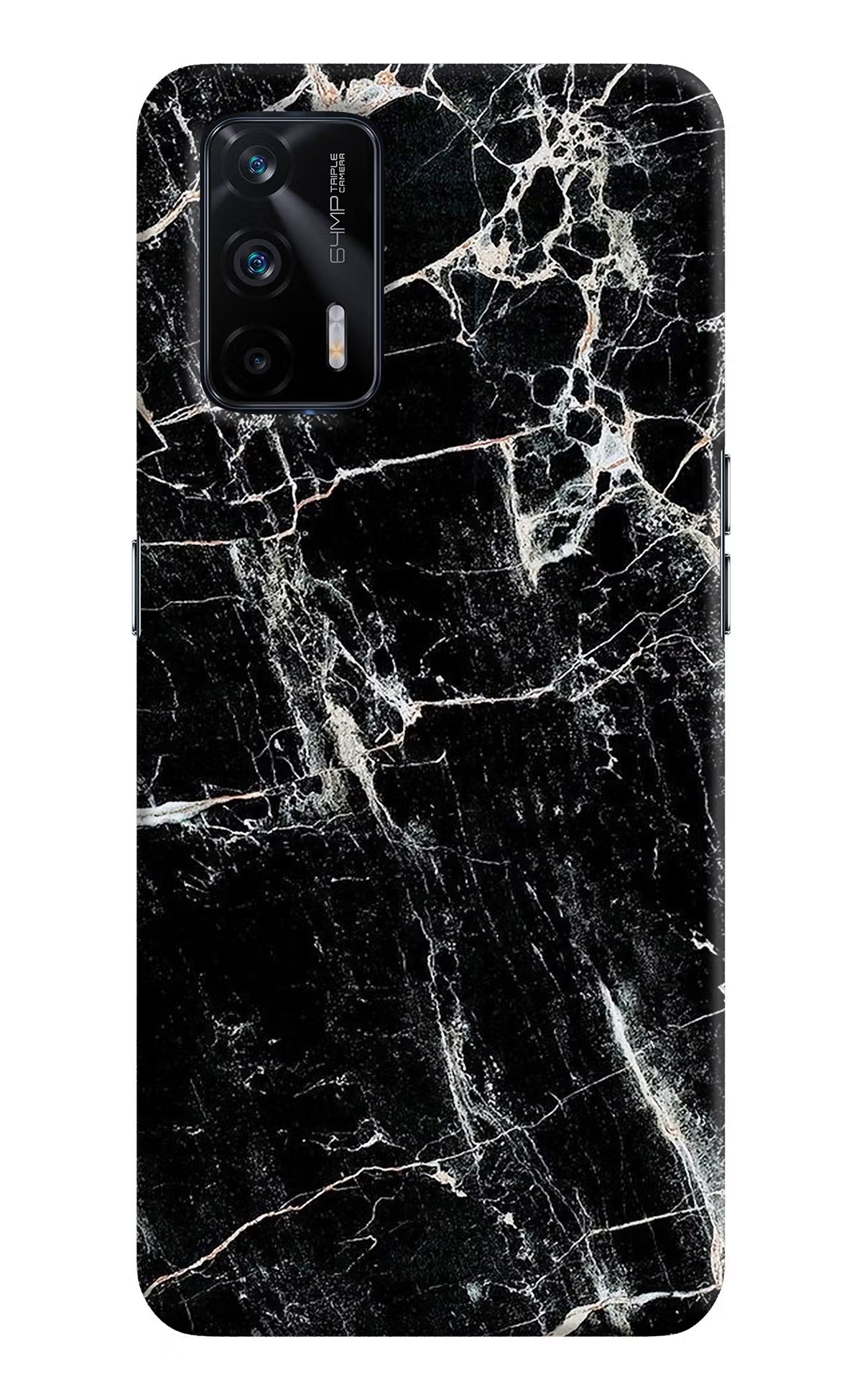 Black Marble Texture Realme X7 Max Hard Case Back Cover by Casekaro
