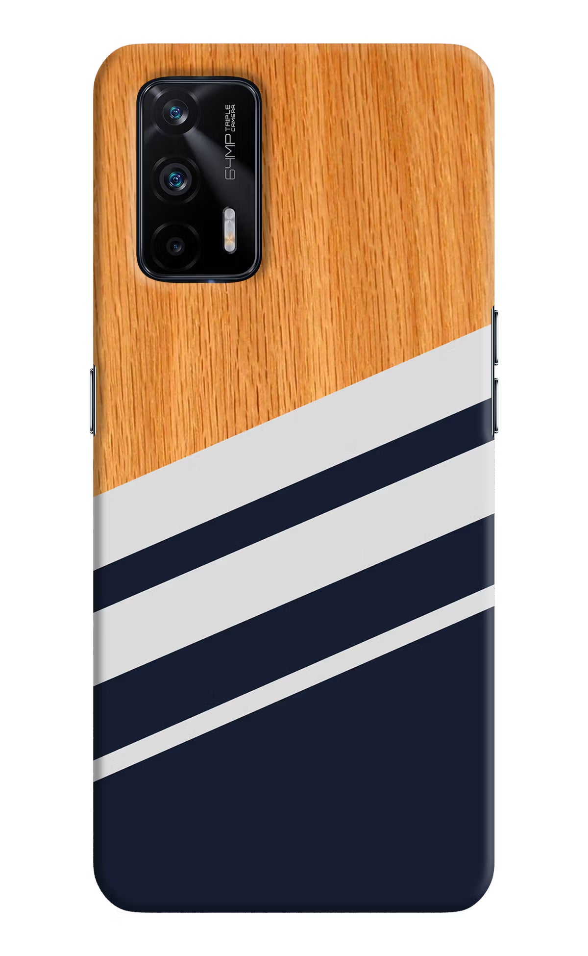 Blue and white wooden Realme X7 Max Hard Case Back Cover by Casekaro